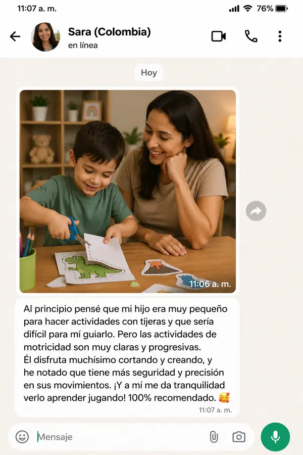 Testimonio 2 de una familia que usa el kit de aventuras creativas imprimible