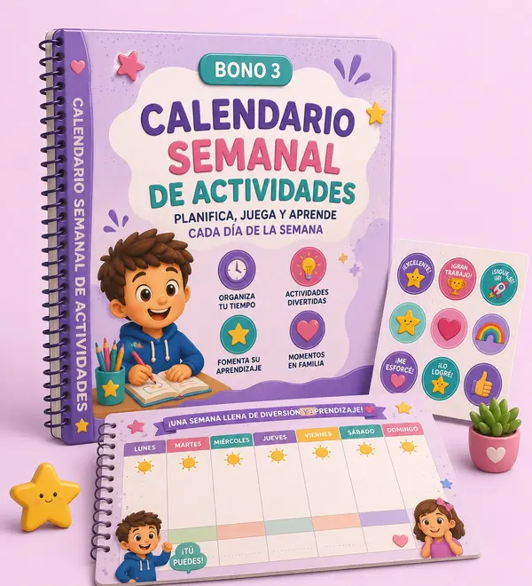 Calendario semanal imprimible de actividades para niños, bono 3