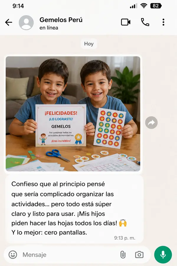 Testimonio 4 de una familia que usa el kit de aventuras creativas imprimible