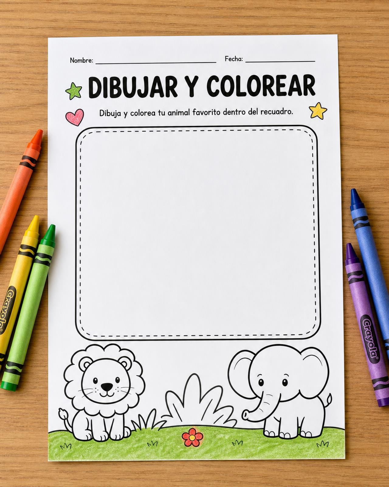 Página para dibujar y colorear un dinosaurio en español